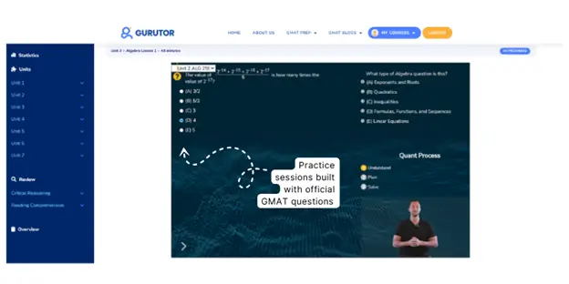 practice sessions built with official gmat questions with gurutor to score higher